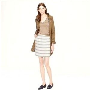 J. Crew Skirt Womens Size 10 Ivory Grey Striped Salon Silk Linen Coastal Mini